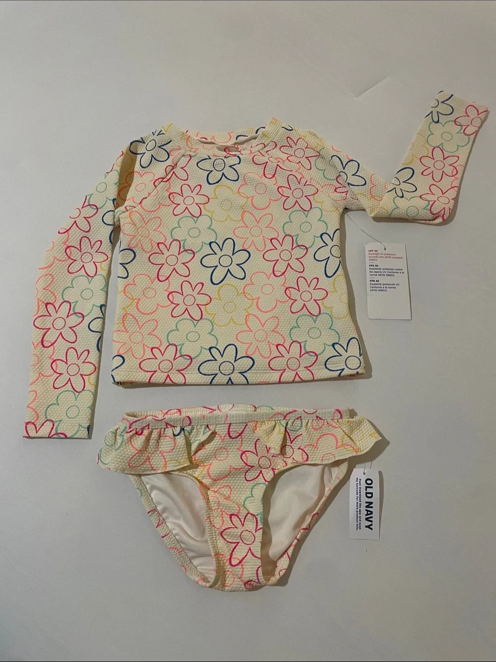 Old Navy Kids Floral Long-Sleeve Rash Guard Set - 3T